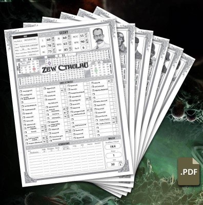Zew Cthulhu: Posiadłości Szaleństwa Tom I - 6 gotowych kart Badaczy | Black Monk: Gry fabularne (RPG)!