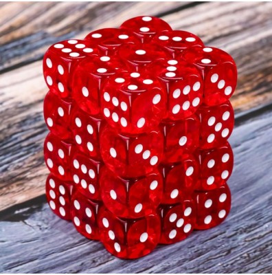 Kości K6 12mm- Krzyształowo - czerwone - Black Monk: Gry Fabularne (RPG)!