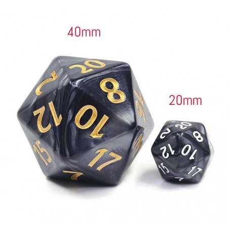 K20 - Jumbo Czarna - perłowa 40mm  - Black Monk: Gry Fabularne (RPG)!