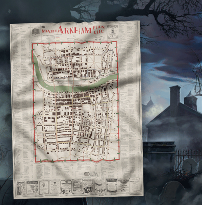 Mapa Arkham: 70x100 cm materiał  - Black Monk: gry fabularne (RPG)!