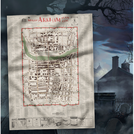 Mapa Arkham: 70x100 cm materiał  - Black Monk: gry fabularne (RPG)!