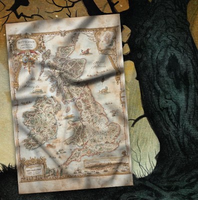 Mapa Vaesen - Mityczna Brytania i Irlandia: 70x100 cm materiał