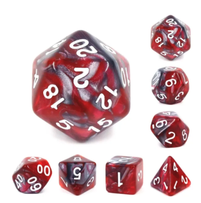 Zestaw Kości - Dwukolorowe - Smocze Srebro - Black Monk: Gry Fabularne (RPG)!