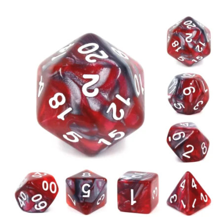 Zestaw Kości - Dwukolorowe - Smocze Srebro - Black Monk: Gry Fabularne (RPG)!