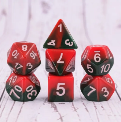 Zestaw Kości - Dwukolorowe - Piekielny Ogień - Black Monk: Gry Fabularne (RPG)!