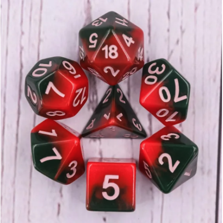 Zestaw Kości - Dwukolorowe - Piekielny Ogień - Black Monk: Gry Fabularne (RPG)!