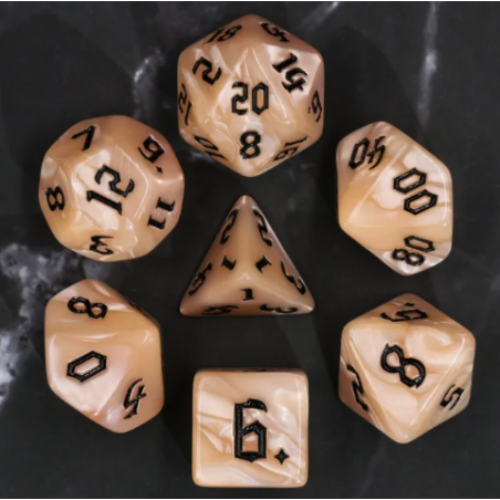 Zestaw Kości - Perłowe - Marmurowe Runy Mocy - Black Monk: Gry Fabularne (RPG)!