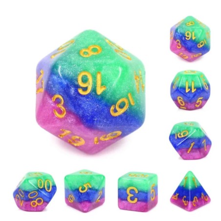 Zestaw Kości - Tęczowe - Baśniowe Pasiaki - Black Monk: Gry Fabularne (RPG)!
