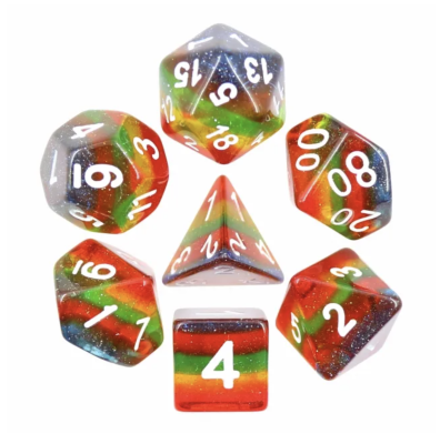 Zestaw Kości - Tęczowe - Błyszczące Widmo Kolorów - Black Monk: Gry Fabularne (RPG)!