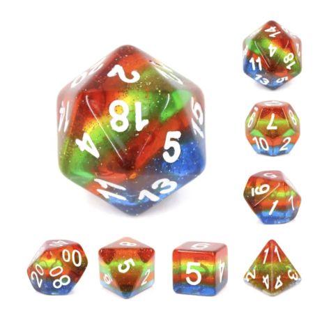 Zestaw Kości - Tęczowe - Błyszczące Widmo Kolorów - Black Monk: Gry Fabularne (RPG)!