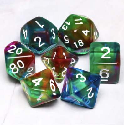 Zestaw Kości - Tęczowe - Kolorowy Wiatr - Black Monk: Gry Fabularne (RPG)!