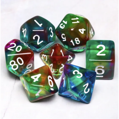 Zestaw Kości - Tęczowe - Kolorowy Wiatr - Black Monk: Gry Fabularne (RPG)!