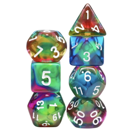 Zestaw Kości - Tęczowe - Kolorowy Wiatr - Black Monk: Gry Fabularne (RPG)!