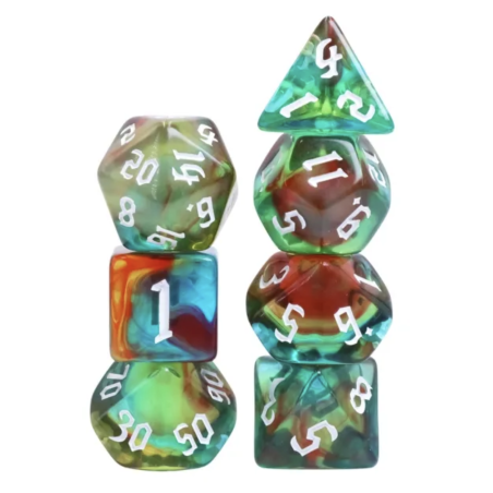 Zestaw Kości - Tęczowe - Elf Wiatru - Black Monk: Gry Fabularne (RPG)!