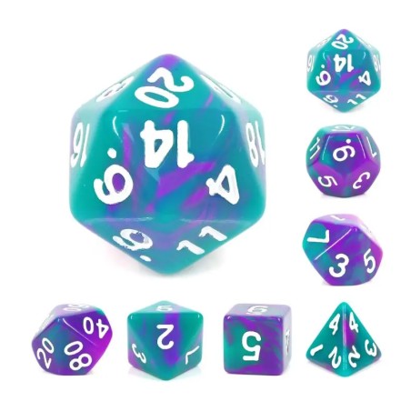 Zestaw Kości - Dwukolorowe - Malowniczy Psikus - Black Monk: Gry Fabularne (RPG)!