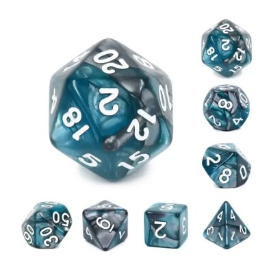 Zestaw Kości - Dwukolorowe - Stalowe Niebo  - Black Monk: Gry Fabularne (RPG)!