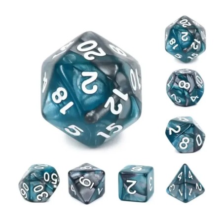 Zestaw Kości - Dwukolorowe - Stalowe Niebo  - Black Monk: Gry Fabularne (RPG)!