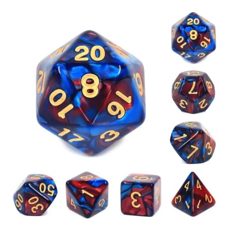 Zestaw Kości - Dwukolorowe - Woda Ognista - Black Monk: Gry Fabularne (RPG)!