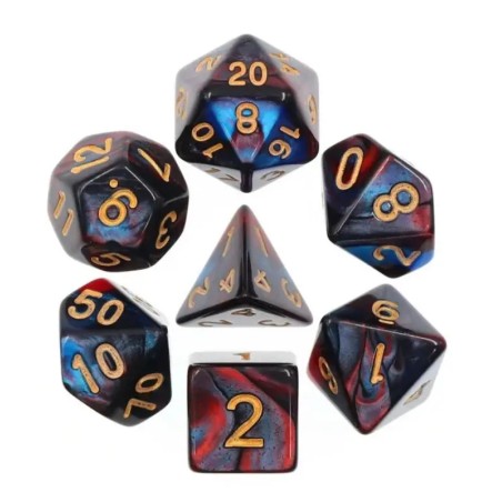 Zestaw Kości - Dwukolorowe - Woda Ognista - Black Monk: Gry Fabularne (RPG)!