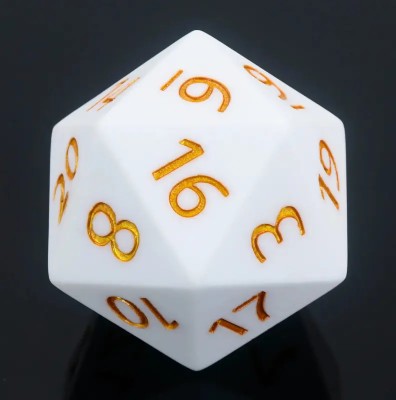 K20 - Jumbo Biała- matowa 55mm + woreczek - Black Monk: Gry Fabularne (RPG)!