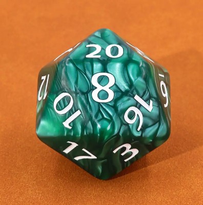 K20 - Jumbo Zielona - perłowa 55mm  - Black Monk: Gry Fabularne (RPG)!