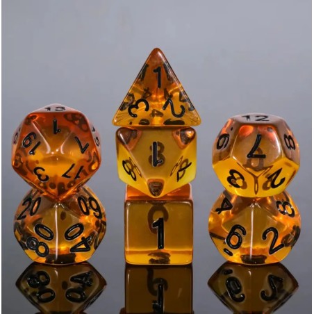 Zestaw Kości - Kryształowe - Bursztynowy Klejnot - Black Monk: Gry Fabularne (RPG)!
