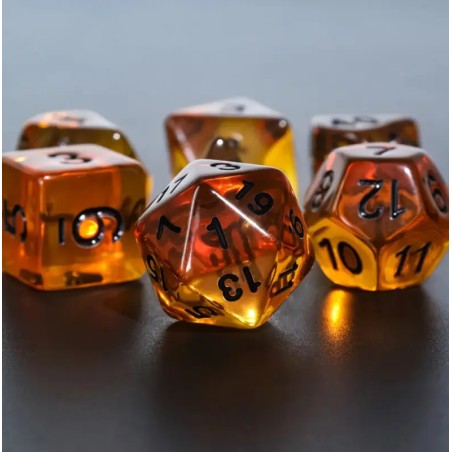 Zestaw Kości - Kryształowe - Bursztynowy Klejnot - Black Monk: Gry Fabularne (RPG)!