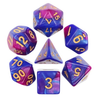 Zestaw Kości - Dwukolorowe - Bakłażan Chaosu - Black Monk: Gry Fabularne (RPG)!