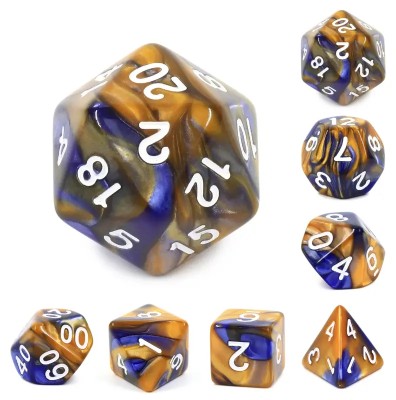 Zestaw Kości - Dwukolorowe - Rzeka Złota - Black Monk: Gry Fabularne (RPG)!