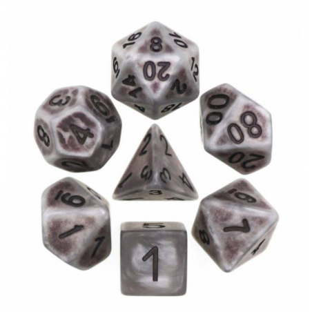 Zestaw Kości - Matowe retro - Antyczne Srebro - Black Monk: Gry Fabularne (RPG)!