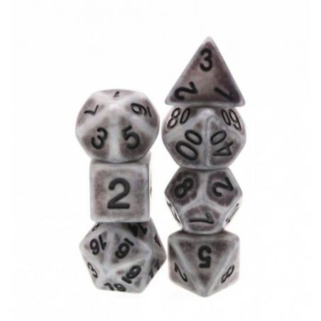 Zestaw Kości - Matowe retro - Antyczne Srebro - Black Monk: Gry Fabularne (RPG)!