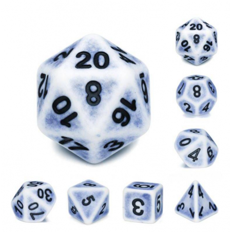 Zestaw Kości - Matowe retro - Brudny śnieg - Black Monk: Gry Fabularne (RPG)!