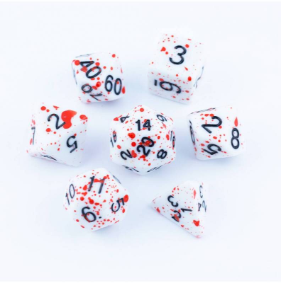 Zestaw Kości - Matowe nakrapiane - Rozchlapana Posoka - Black Monk: Gry Fabularne (RPG)!