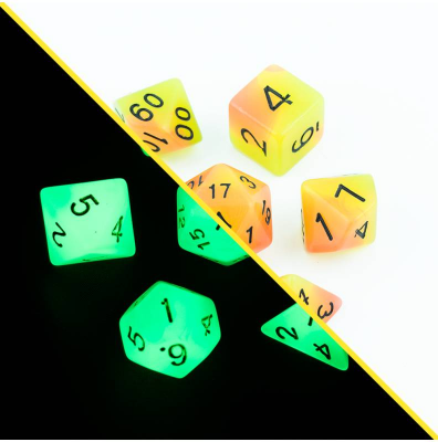 Zestaw Kości - Świecące - Bomba Witaminowa - Black Monk: Gry Fabularne (RPG)!