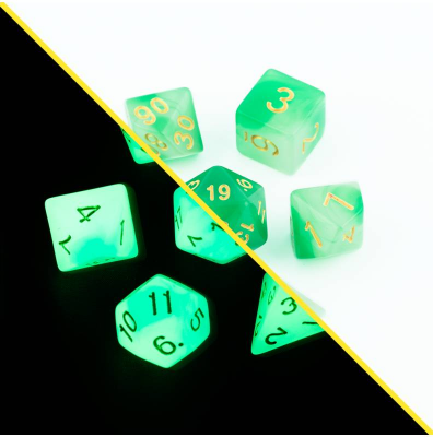 Zestaw Kości - Świecące- Jabłkowy Żelek - Black Monk: Gry Fabularne (RPG)!