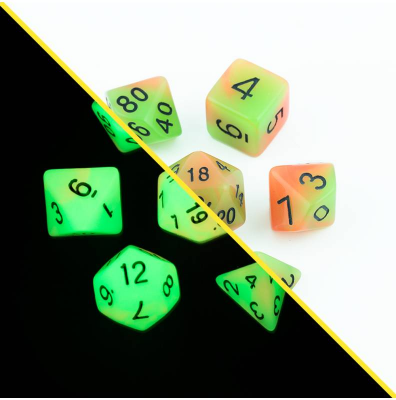 Zestaw Kości - Świecące  - Radioaktywny Arbuz - Black Monk: Gry Fabularne (RPG)!