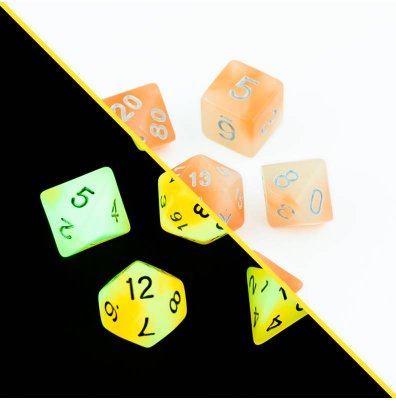 Zestaw Kości - Świecące - Skórka Pomarańczy - Black Monk: Gry Fabularne (RPG)!