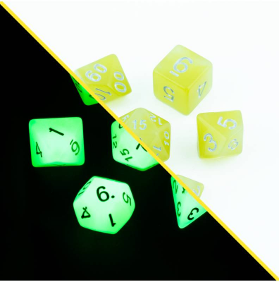 Zestaw Kości - Świecące - Zakreślacz Biurowy - Black Monk: Gry Fabularne (RPG)!