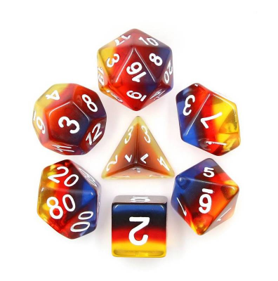 Zestaw Kości - Tęczowe - Płomienny Feniks - Black Monk: Gry Fabularne (RPG)!