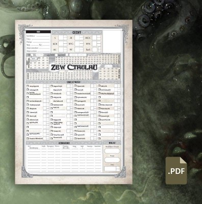 Zew Cthulhu: Karta Badacza 1920 (klasyczna) - Black Monk: Gry Fabularne (RPG)!