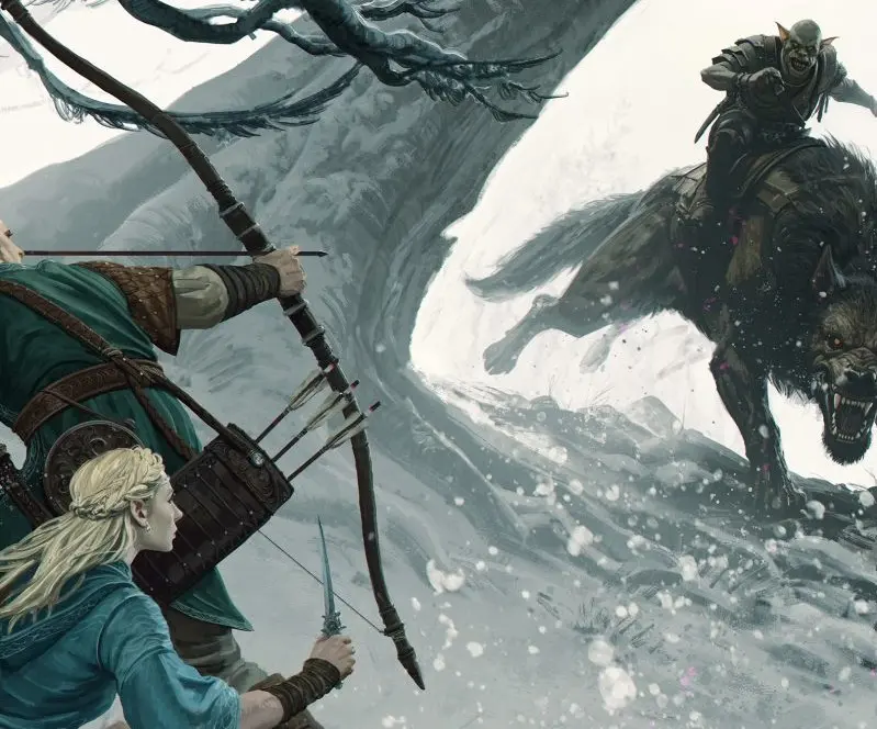 Picture of elves fighting and orc