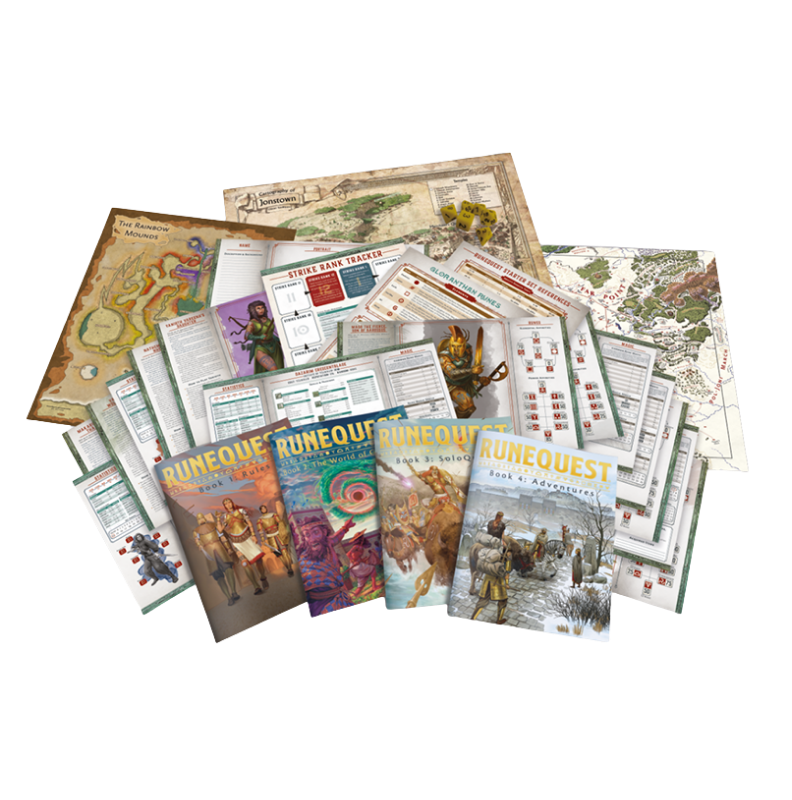 Zawartość zestawu startowego do gry Runequest