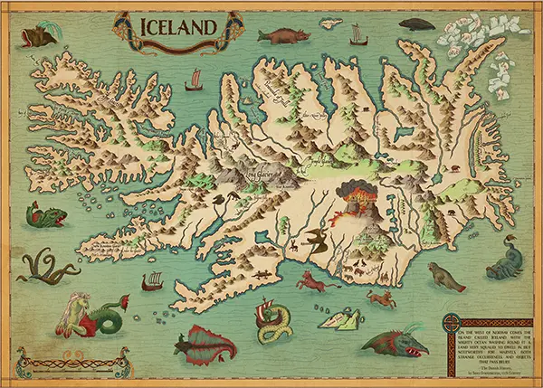A map of medival Iceland