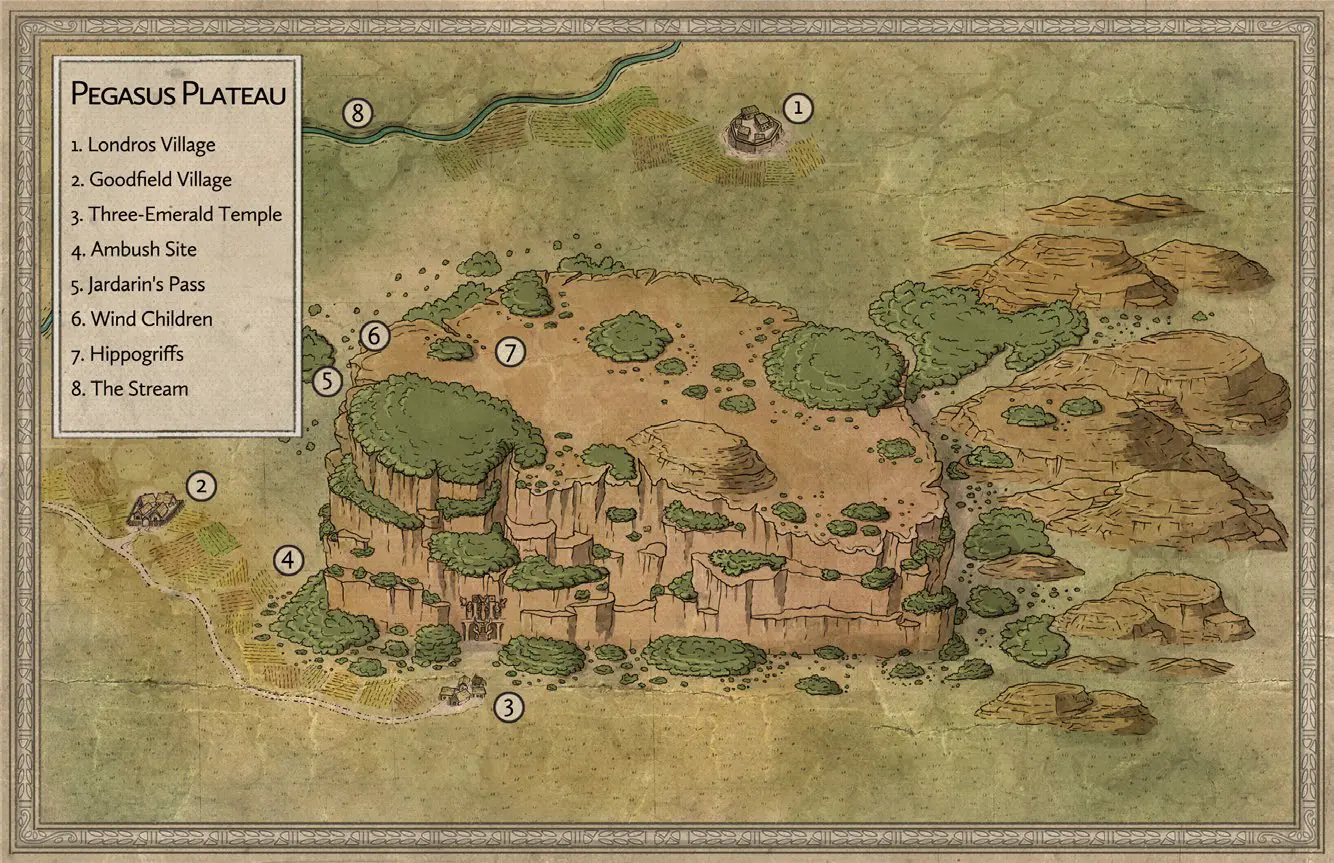 Mapa z podręcznika RuneQuest: The Pegasus Plateau & Other Stories