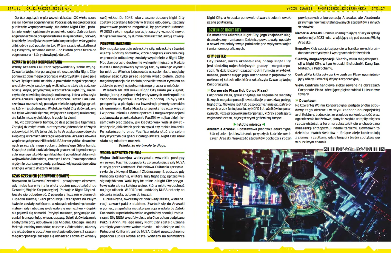 Dwie przykładowe strony ze środka podręcznika Edgerunners