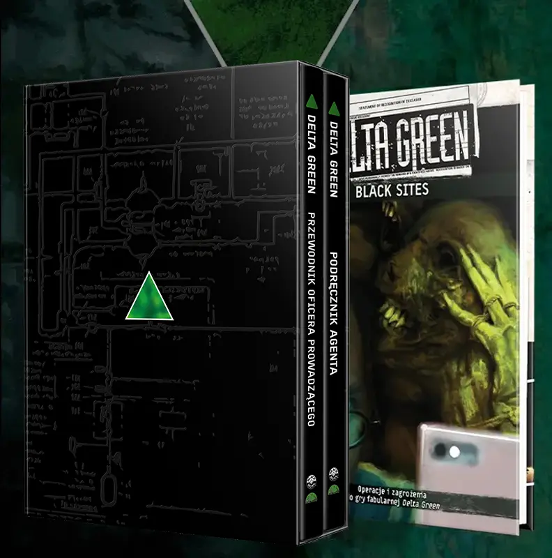 WIzualizacja zestawu trzech podręczników do Delta Green