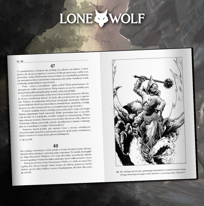 Przykładowa strona z wnętrza książki Lone Wolf