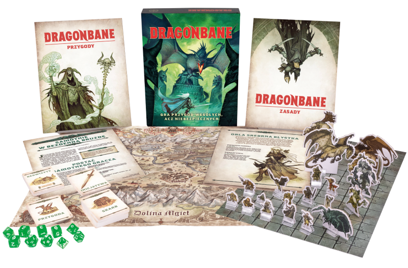 Prezentacja zawartości pudełka Dragonbane zestaw podstawowy