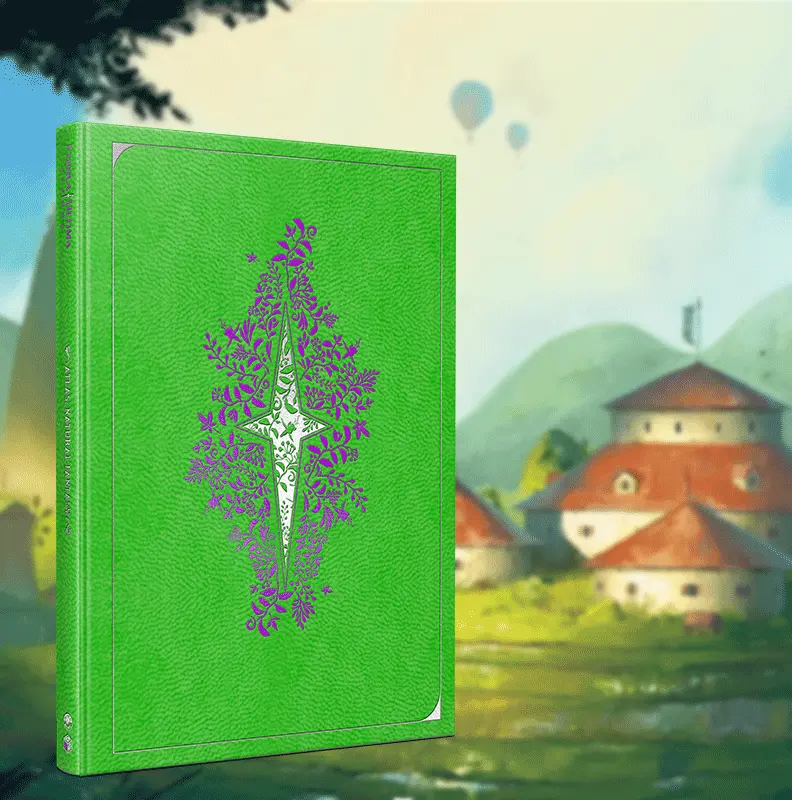 Zielona okładka z ekoskóry do książki Fabula Utlima: Atlas Natural Fantasy
