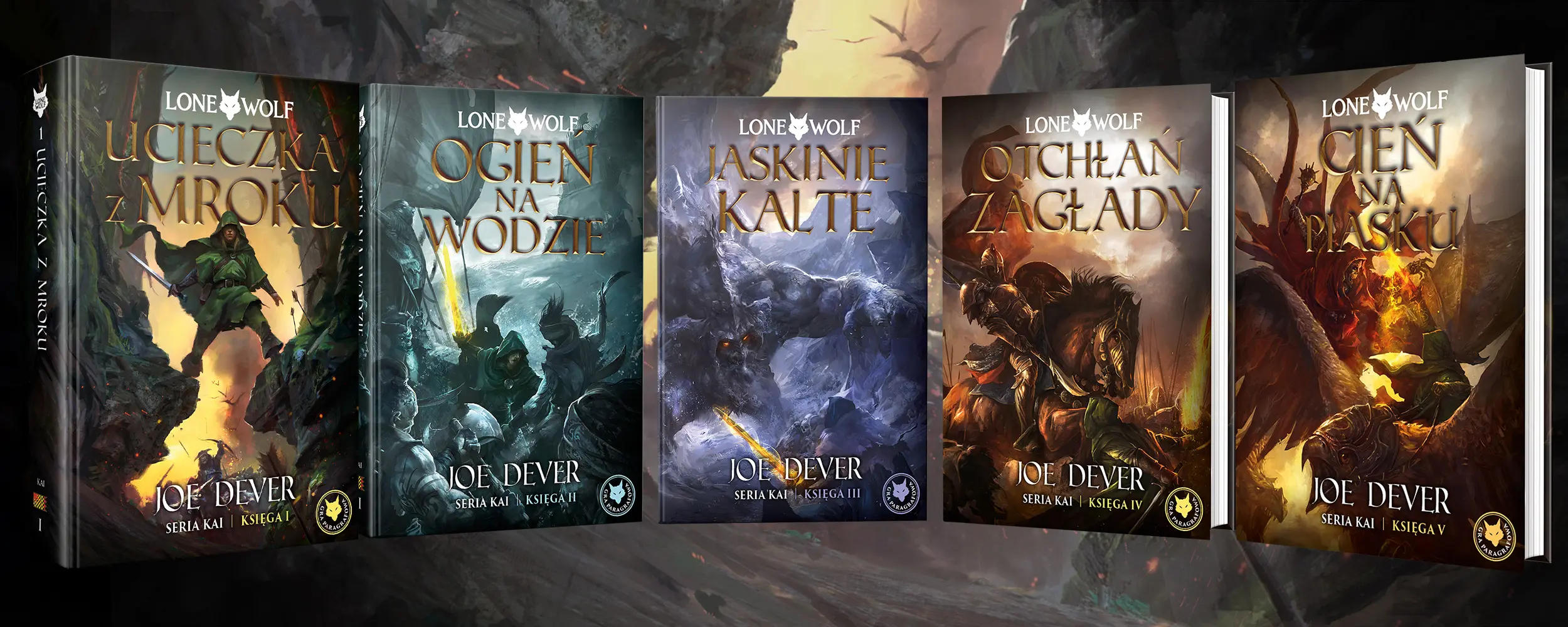 Wszystkie pięć tomów Lone Wolf  z serii Kai